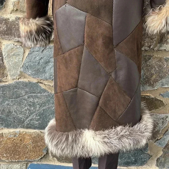 Escada Leather Fur Lined Maxi Coat size 36 - Picture 9 of 16